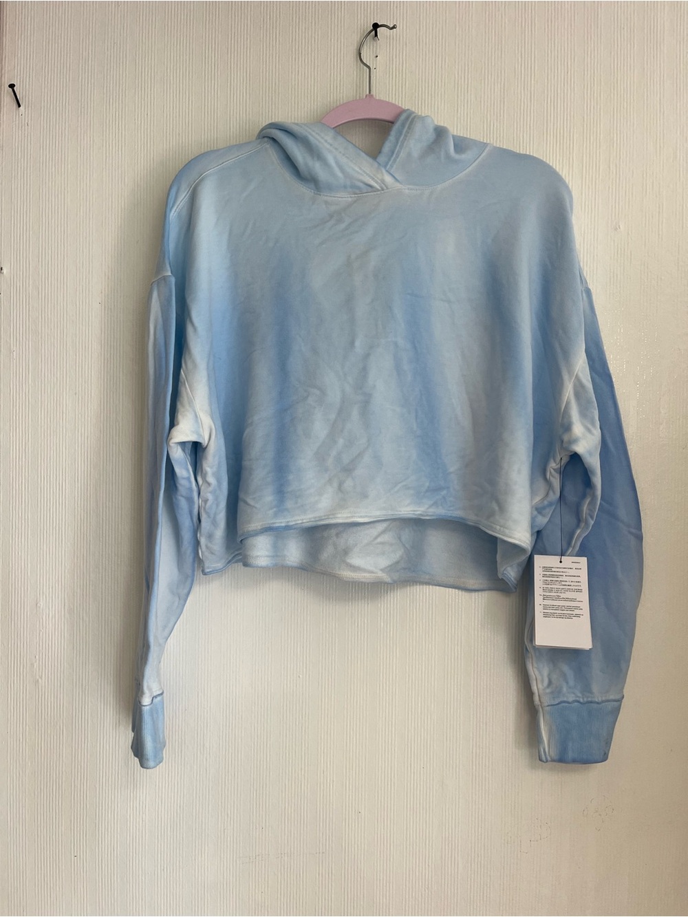 Nike  yoga Light Blue Cropped Tie-Dye Hoodie